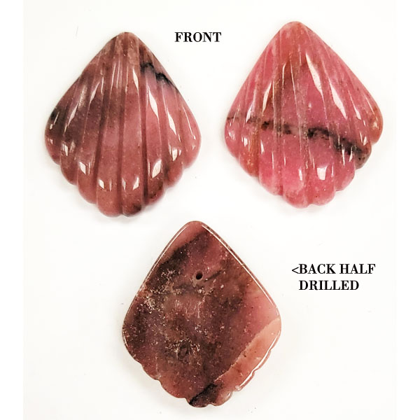SHELL 24X28MM RHODONITE (2PCS)